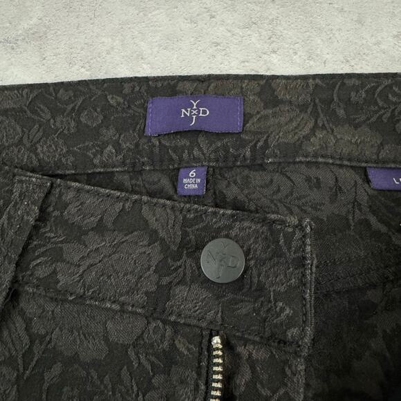 NYDJ Pants Women's 6 Lift Tuck Floral Stretch Jeans Black Floral Legging Skinny - Picture 3 of 11